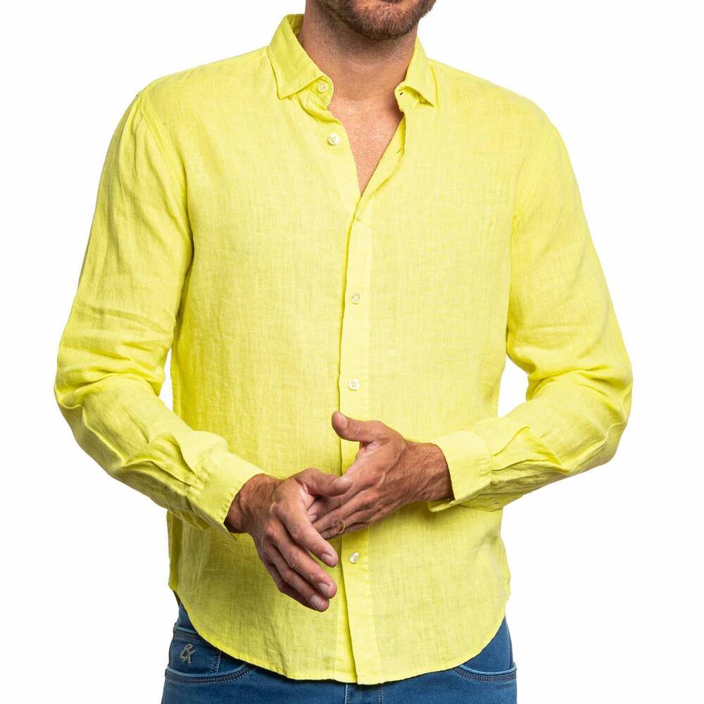 NEW EIGHT X linen button down shirt in yellow